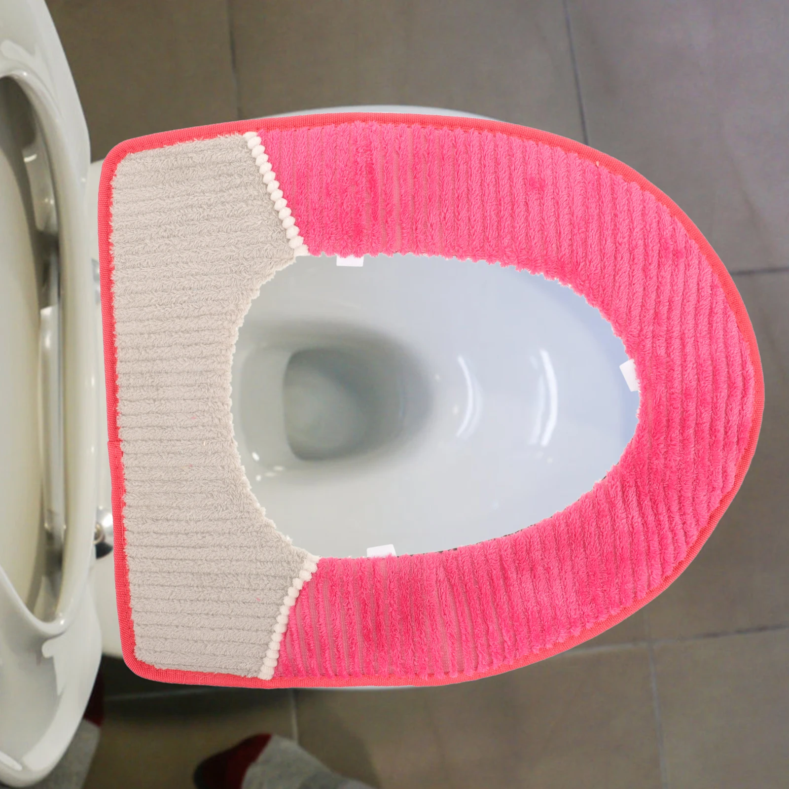 

Warm Toilet Seat Cover Thickened Cushion Winter Soft Fiber Reusable Machine Wash Fast Dry Bathroom Decor Home Corduroy Stripe