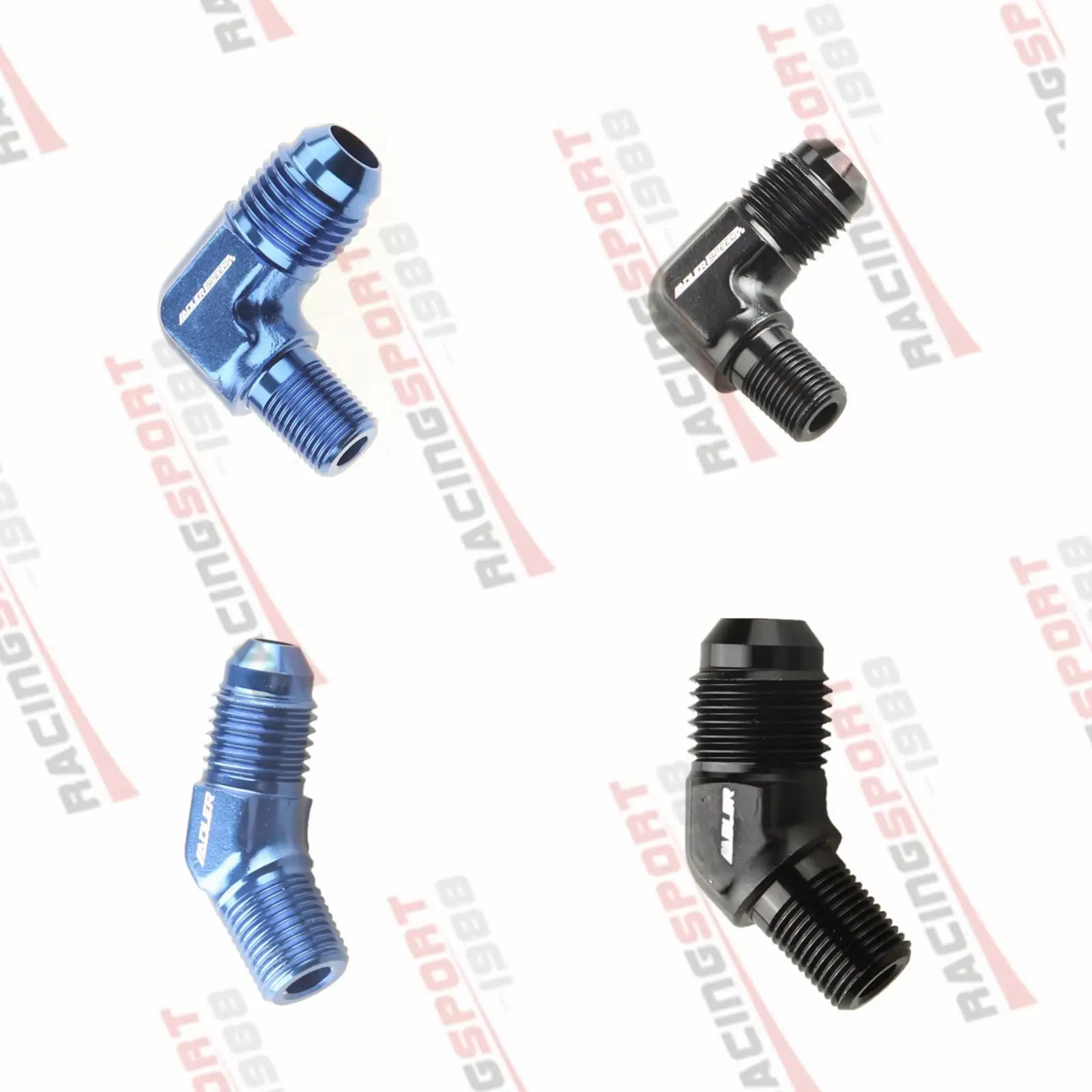 AN6 6AN 45Degree/90Degree Male To 1/4 Inch NPT Flare Adapter Fuel Line Hose Fitting AN To NPT Thread Connector Aluminium Black