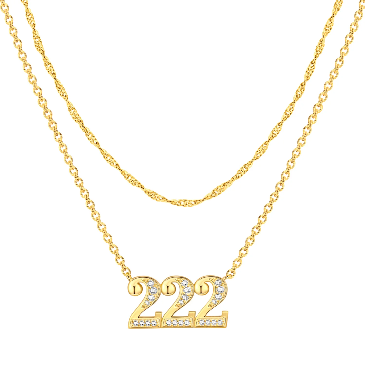 Orstarry 925 Sterling Silver 2pcs/set 18k Gold Lucky Number Necklace Pendant Necklace for Women Birthday Gift Fashion Jewelry