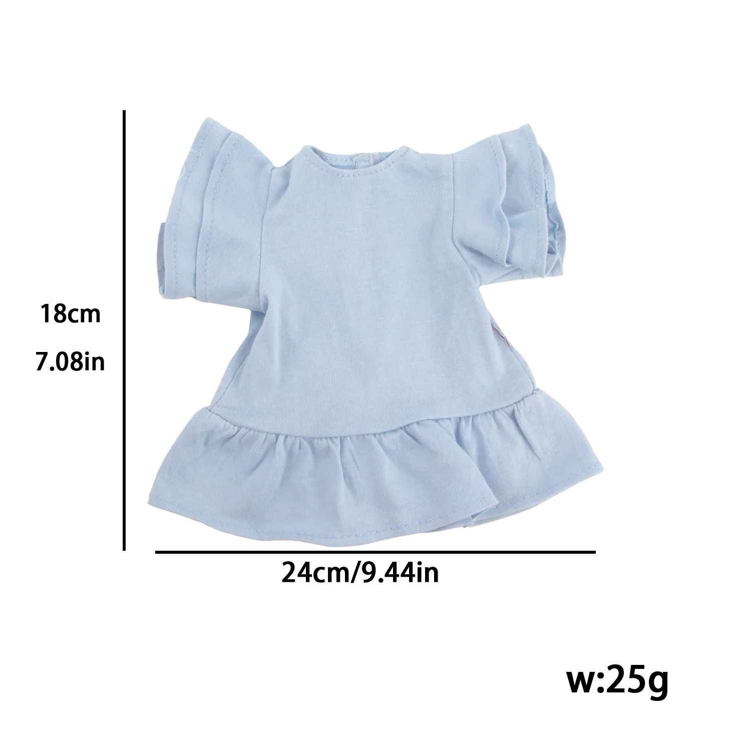 Light blue Dress For 18-inch American & OG Girl Dolls Fashion Simplicity Skirt For 43cm Baby Newborn ,DIY Girl Dolls