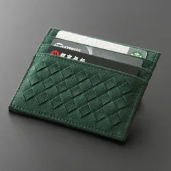 2022 New Desinger Hand Knitting Men's Card Holder Genuine Leather Men's Suede Wallet Fashion Card Bag Leisure Change Wallet 45