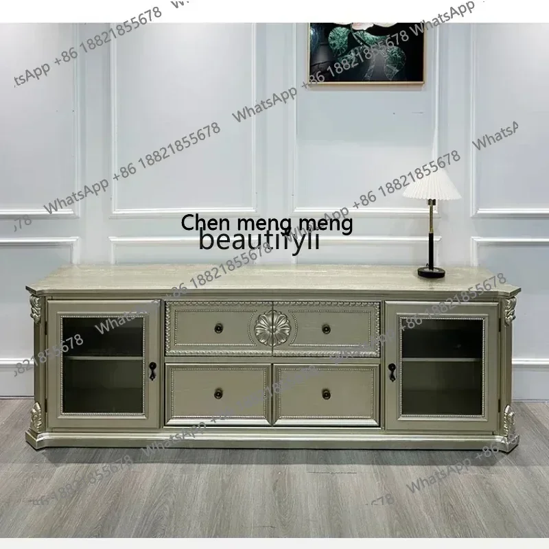 

ss8350 Американский светлый роскошный ТВ-шкаф из цельного дерева для гостиной, маленькой квартиры, современный простой ретро-старый напольный шкаф для хранения вещей