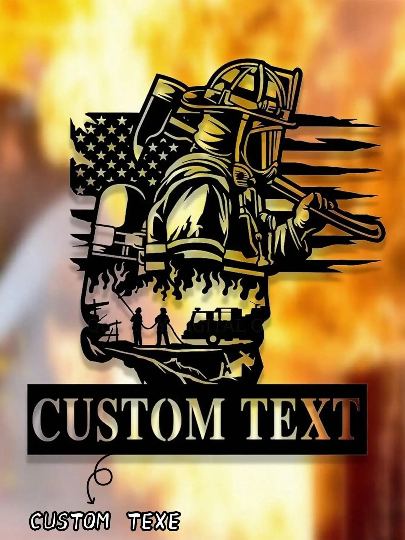 

Custom Firefighter Metal Name Sign, Personalized Fireman Wall Art Decor, Unique Gift for Brave Men