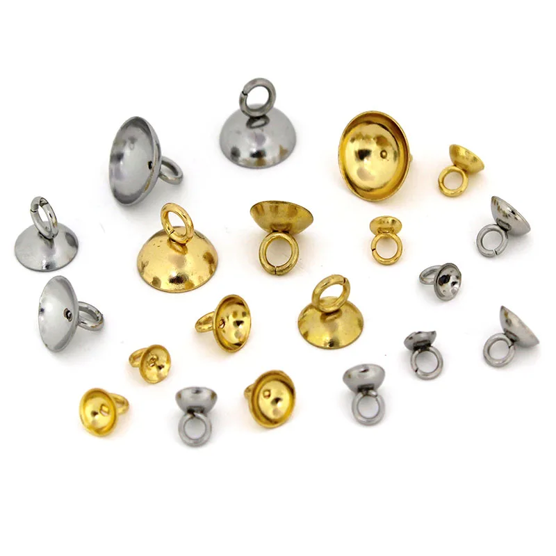 20Pcs 4/5/6/8/10mm Stainless Steel Beads End Caps Clasp Pendant Charms Connectors for DIY Jewelry Making Findings Accessories