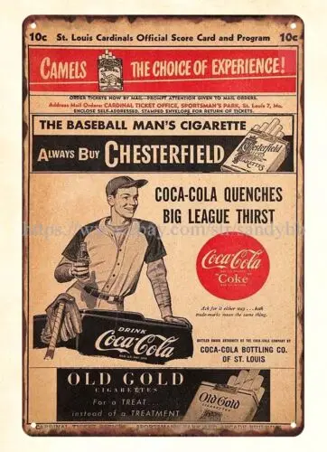 1948 baseball  Vs.  Scorecard metal tin sign