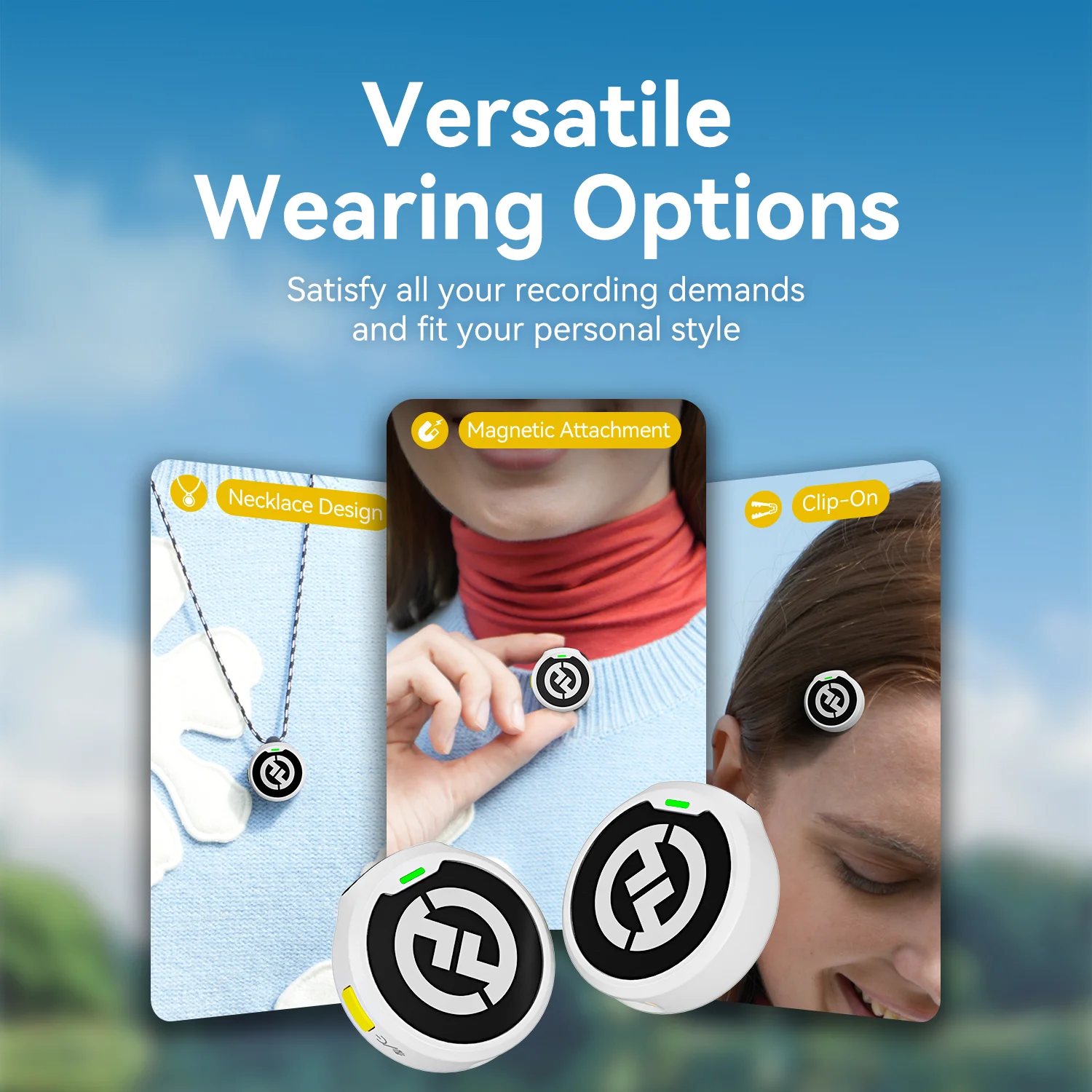 ميكروفون Hollyland LARK M2 الأبيض اللاسلكي Lavalier بمدى 300 متر 10 ساعات ميكروفون لاسلكي لمدونات الفيديو والبث المباشر