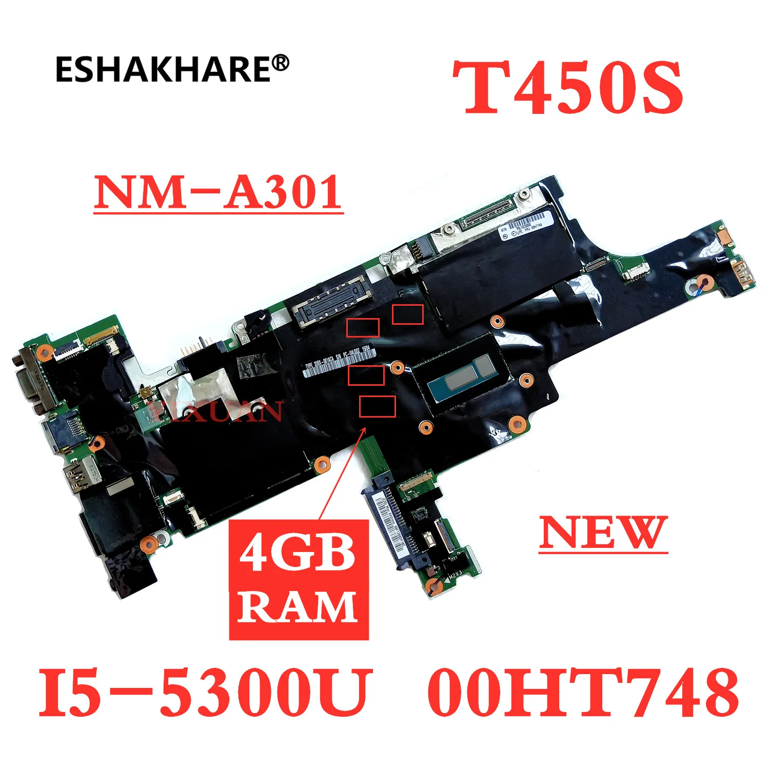 

For Lenovo ThinkPad T450S Laptop Motherboard FRU 00HT7480 00HT736 AIMT1 NM-A301 Motherboard I5-5300U CPU 4GB RAM 100% test OK