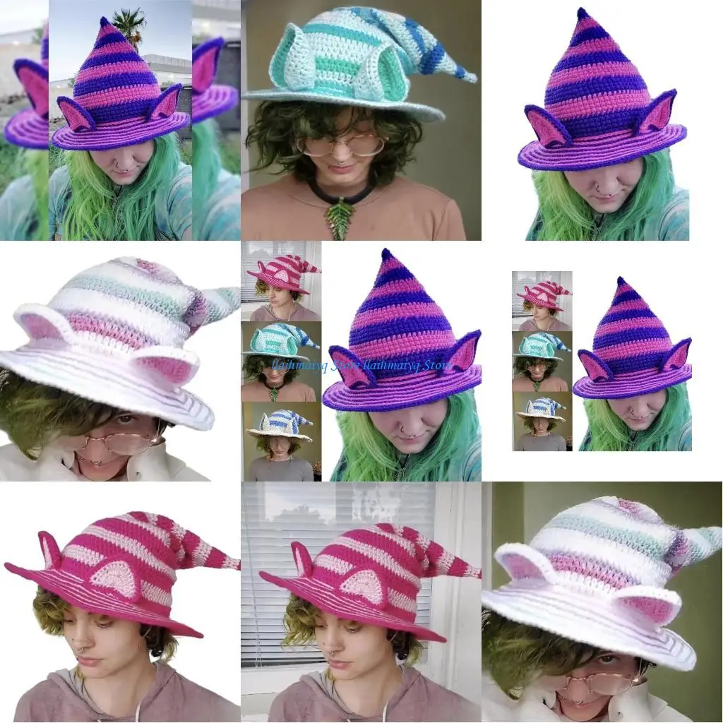 

573B Handmade Crochet Hat for Halloween Party Fun and Costume Prop Home Festival Holiday Party Decoration