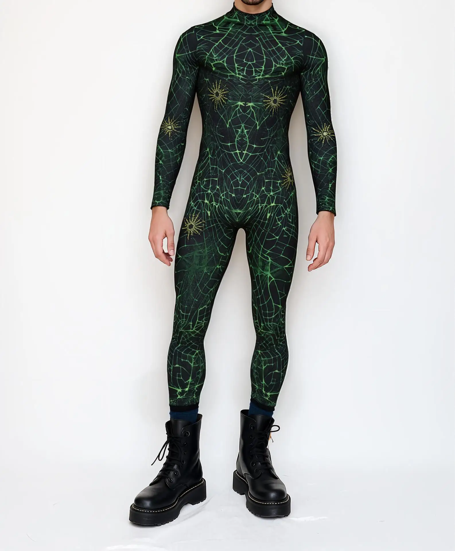 Bunter Kunstdruck Herren Feiertags-Party-Jumpsuit Erwachsenen Bühnen-Performance-Bodysuit Halloween Cosplay Karneval Radsport Zentai – Detail 8