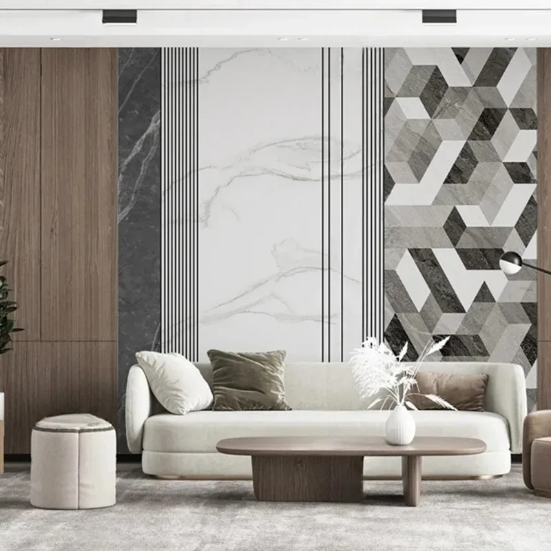 Modern Style Abstract Geometric Marble Pattern 3D Stereoscopic Wall Mural Photo Wallpaper Living Room Bedroom Background