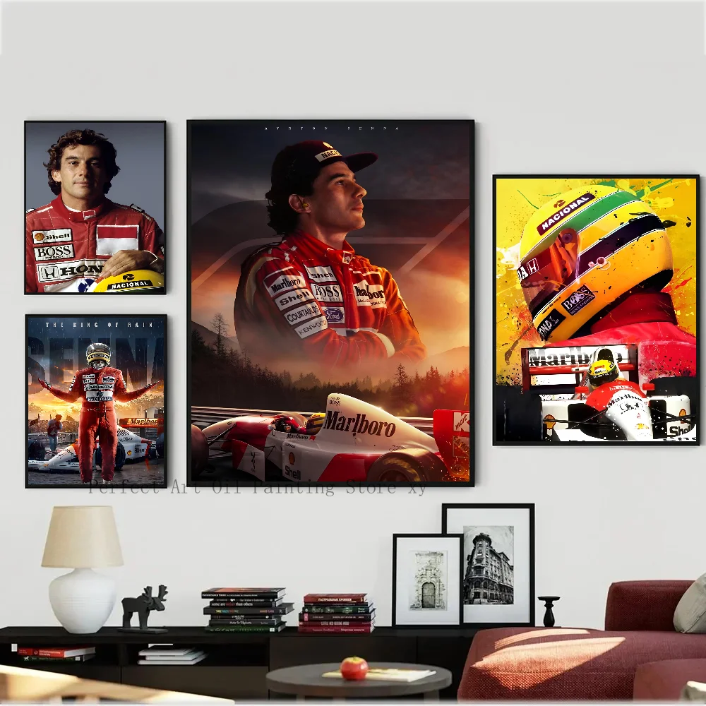 1PC Ayrton Senna Helmet F1 Racing Poster Paper Print Home Living Room Bedroom Entrance Bar Restaurant Cafe Art Painting