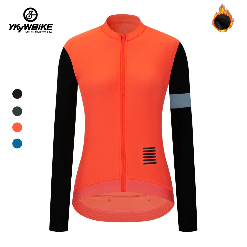 YKYWBIKE Winter Fleece Warm Cycling Clothing Women\'s Long Sleeve Top Road Cycling Jacket Jersey