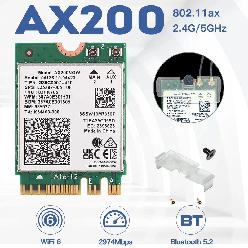 Wifi 6E AX210 AX210NGW Bluetooth 5.3 5374 Mbit/s Wireless Wi-Fi 6 Karte AX200 AC9260 8265 8260 7265 7260 3168 3165 M.2 Adapter