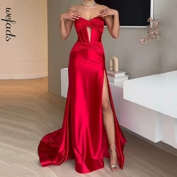 Wefads Maxi Dress Women Fashion Sleeveless Strapless Tube Nipped Waist Hollow Out Pleated Backless Irregular Party Evening Dress