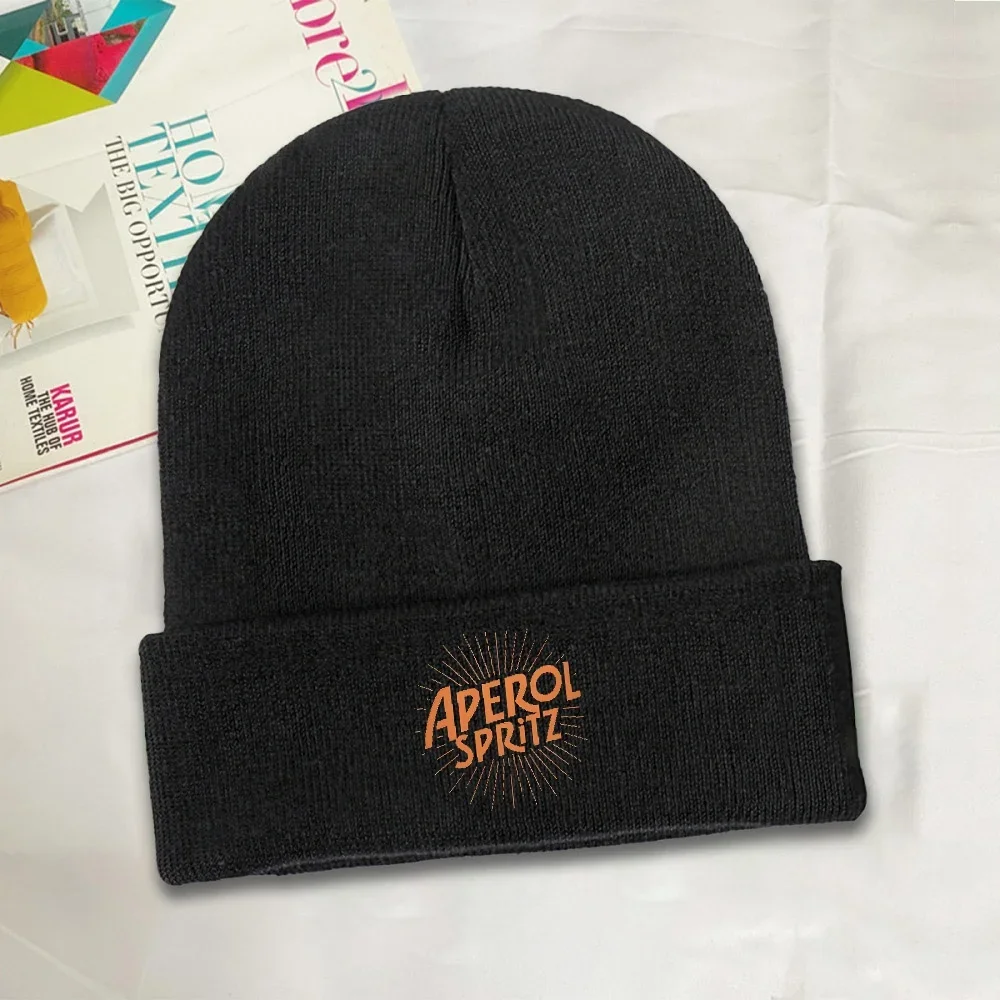 1pc Aperols Spritzs Logo Rib Knit Cuffed Beanie For Women Men Winter Bonnet Knitting Hat