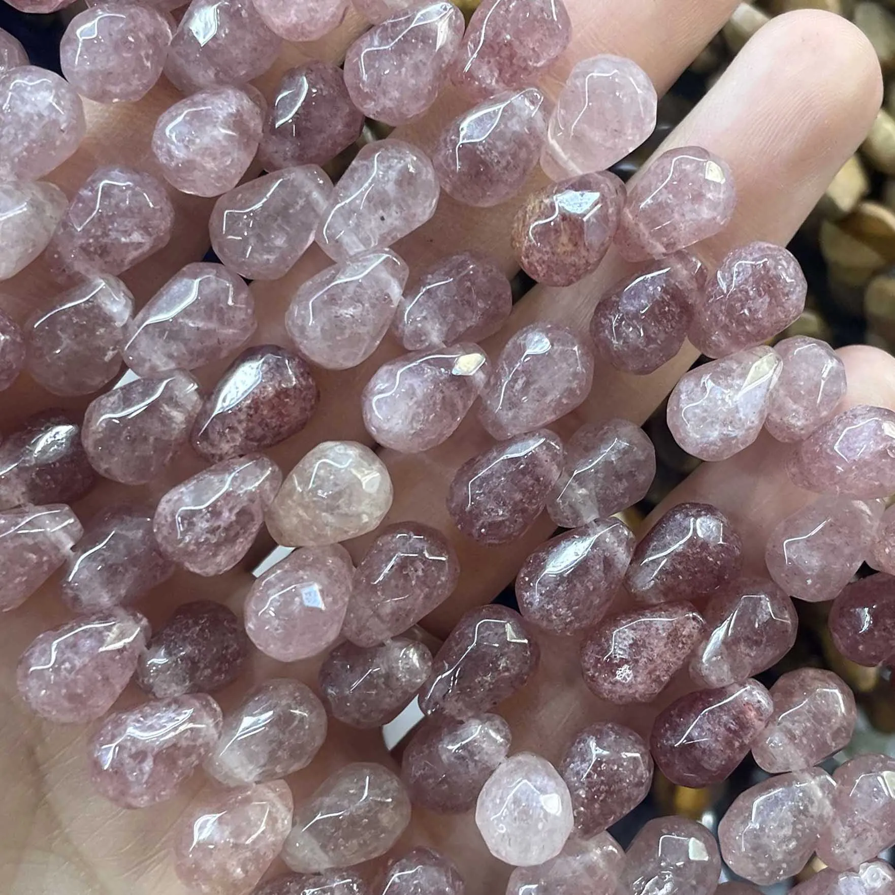 Naturstein facettierte Wassertropfen-Perlen aus Labradorit, Achat und Türkis für die Schmuckherstellung, DIY-Armband und Halskette – Detail 8
