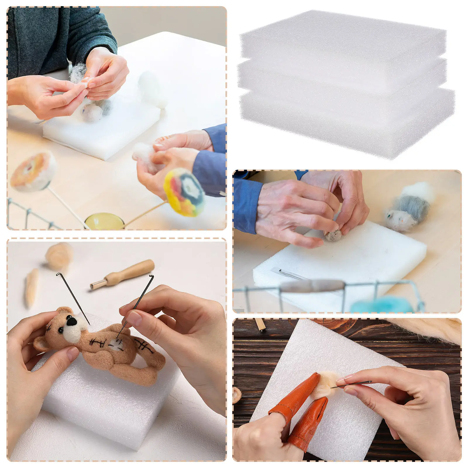 6 Pcs Wool Felting Needle Foam Mats Felt Work Pad Crafts Work Mats Felt Diy Package Thickened Mat Lightweight Reusable
