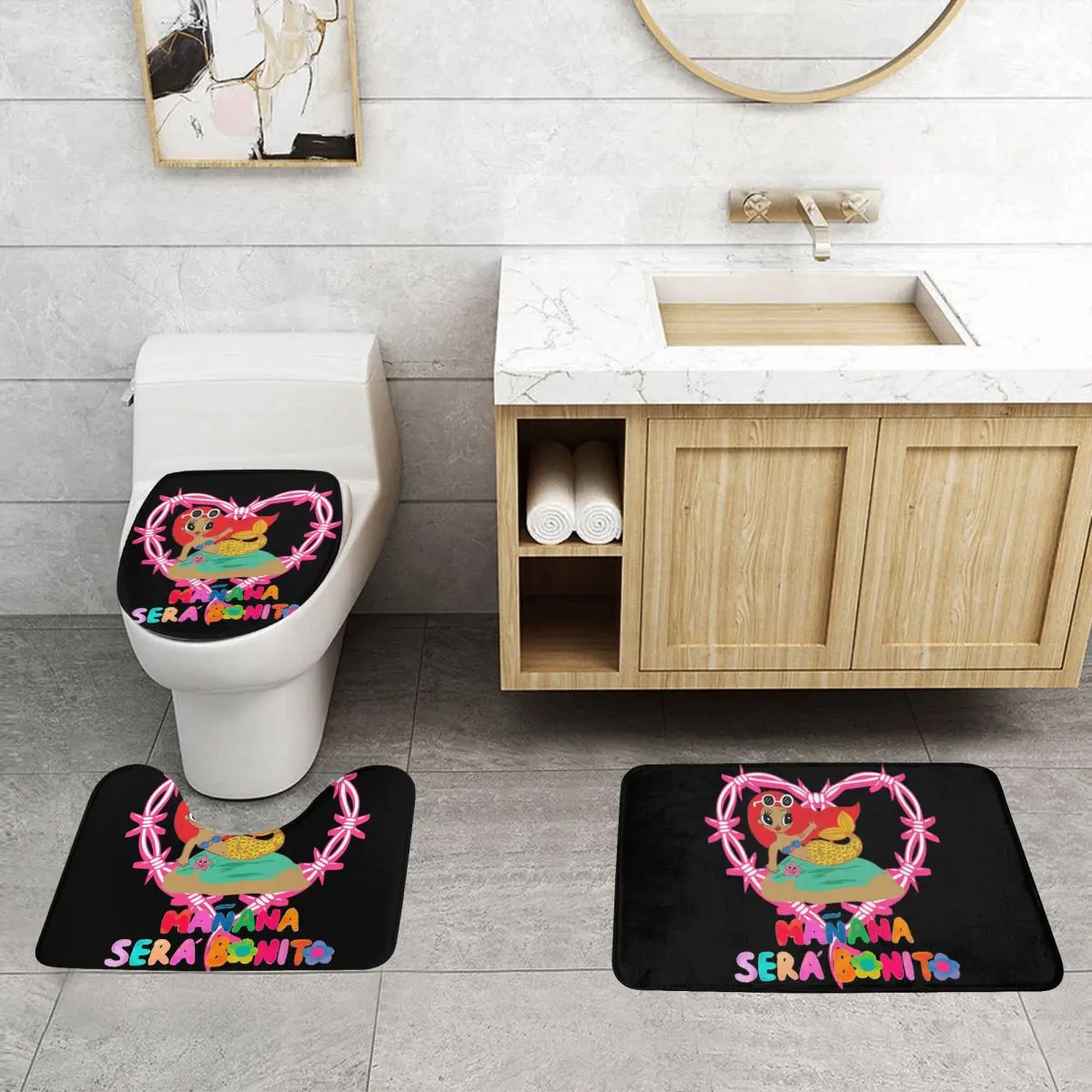 Custom Colombian Singer Karol G Manana Sera Bonito Bathroom Rugs Sets Non-Slip Absorbent 3 Pieces Bath Toilet Rugs Mats