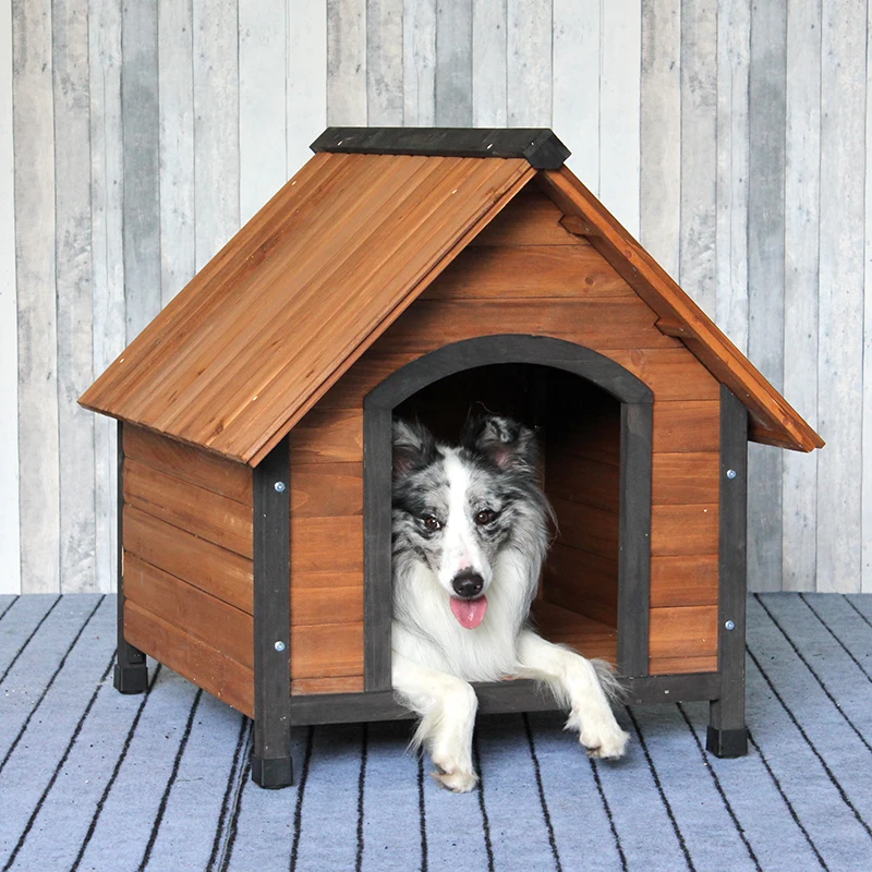 Outdoor solid wood dog house  pet rain protection sun protection outdoor small and medium