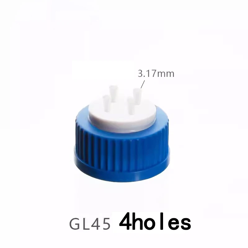 Bouchon de Bouteille à Phase Liquide GL45, 1/2/3/4/5 Trous, Bouche à Vis, Réactif Bleu