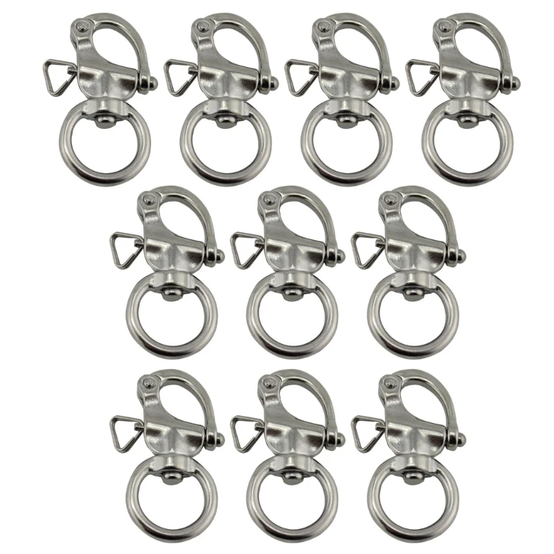 

Y1UB 10pcs D Rings Type Swivels Hook Rotary Shackle 316 Stainless Steel Quick Release Boats Anchors Chain Eye Shackle