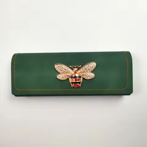 Hard-shell Spectacle Case Women Glasses Case PU Leather Portable Anti-extrusion Sunglasses Storage Box Folding Eyewear Pouch B1