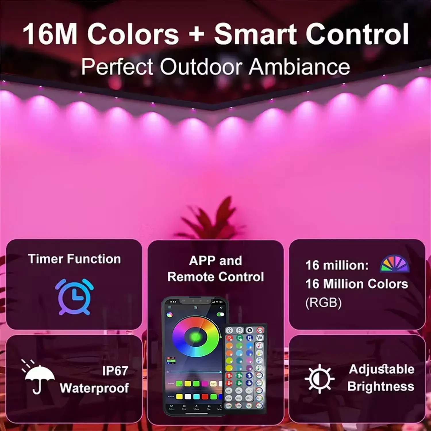 200Ft Permanent Outdoor Lights for House Waterproof, IP67 LED Eave Lights with App/Remote Control, Outdoor Permanent led