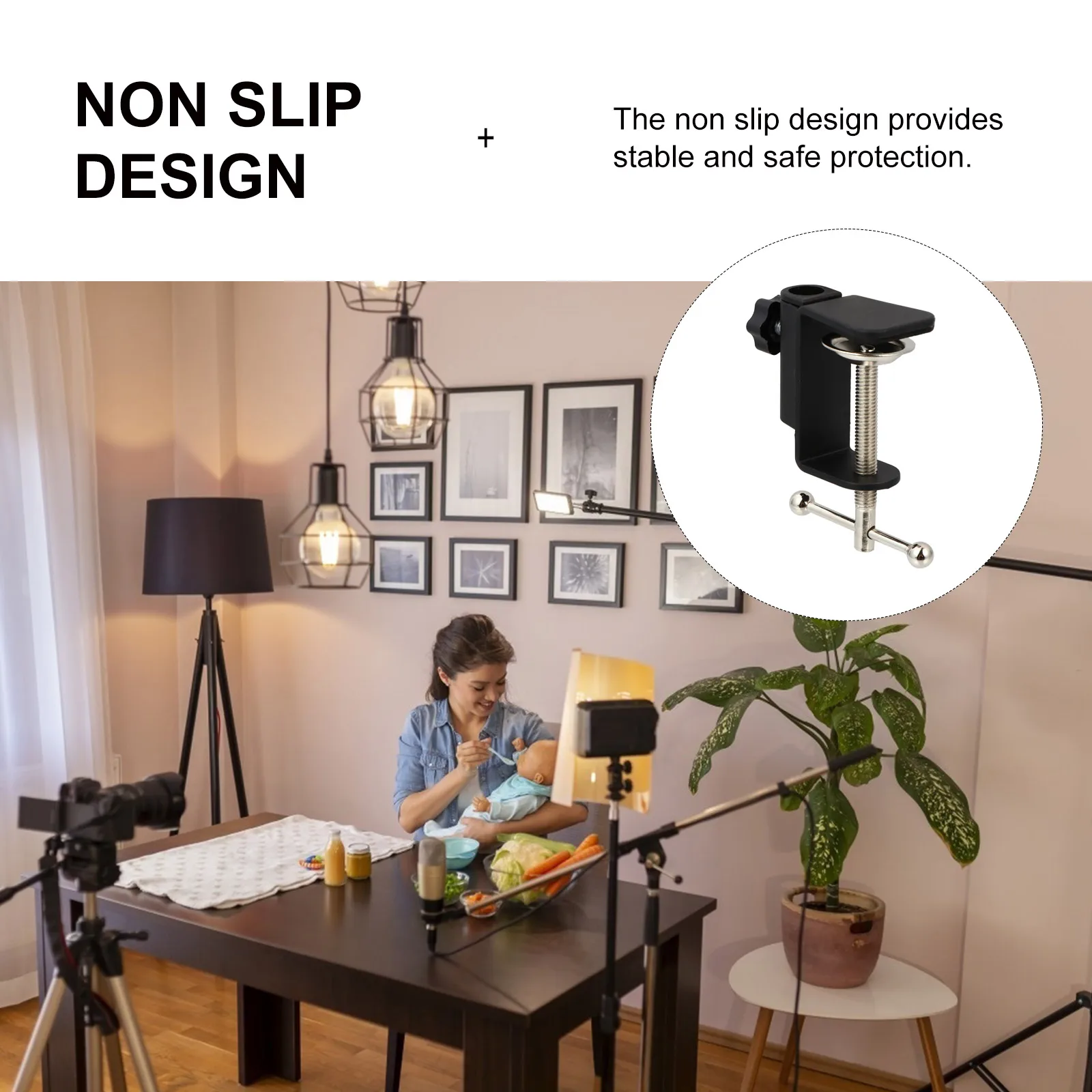 

2 pcs Microphone Mount Clamp for 12mm Rods Non Slip Simple Metal Plastic Desktop Holder Live Streaming Accessories