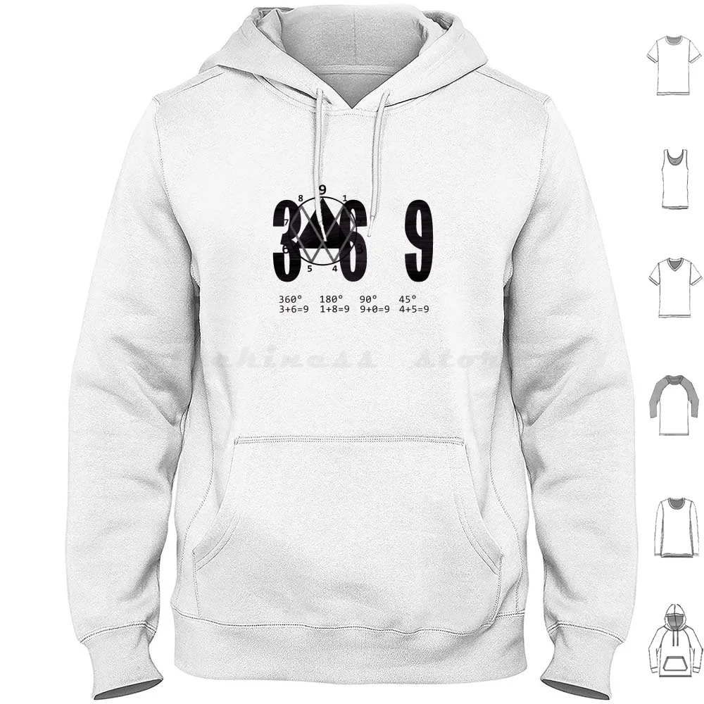 3 6 9 Key Hoodie Cotton Long Sleeve 369 14875 Nikola Tesla 369 Key Tuzlay Behind Numbers Numbers 369