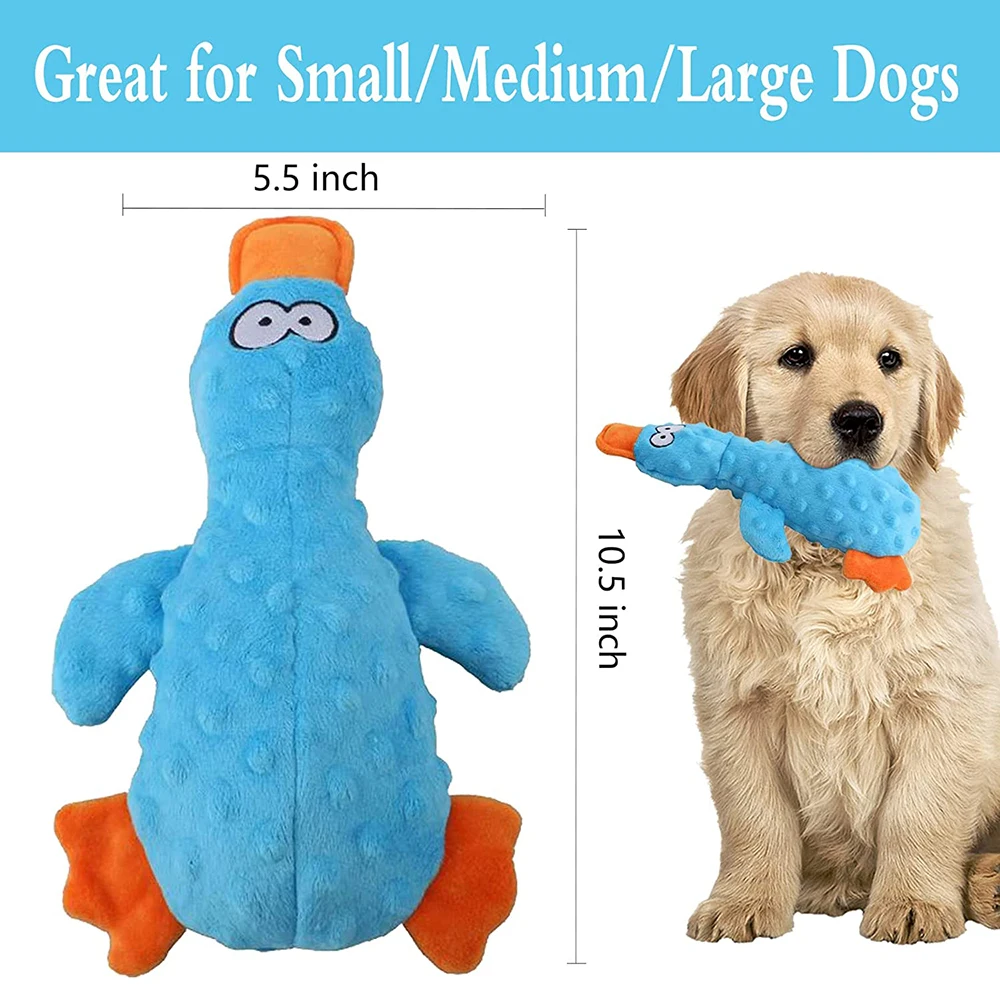 Squeaky Dog Toys Soft Duck Crinkle Plush Dog Chew Toys for Chewers Durable Interactive Dog Toys for Puppy Medium and Large Dogs