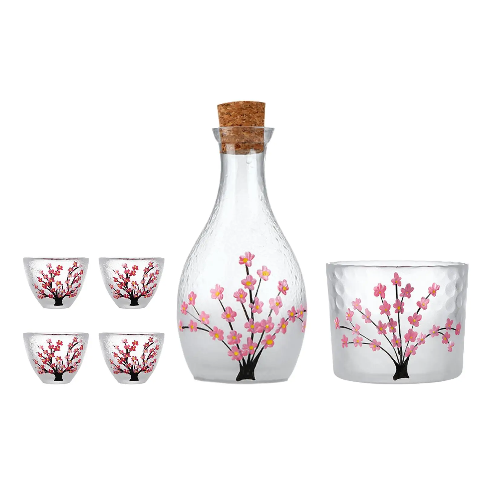 Sake Pot Set Japanese Style 1 Sake Bottle 1 Sake Tank and 4 Sake Cups for Thanksgiving Birthday Hotel Housewarming Wedding