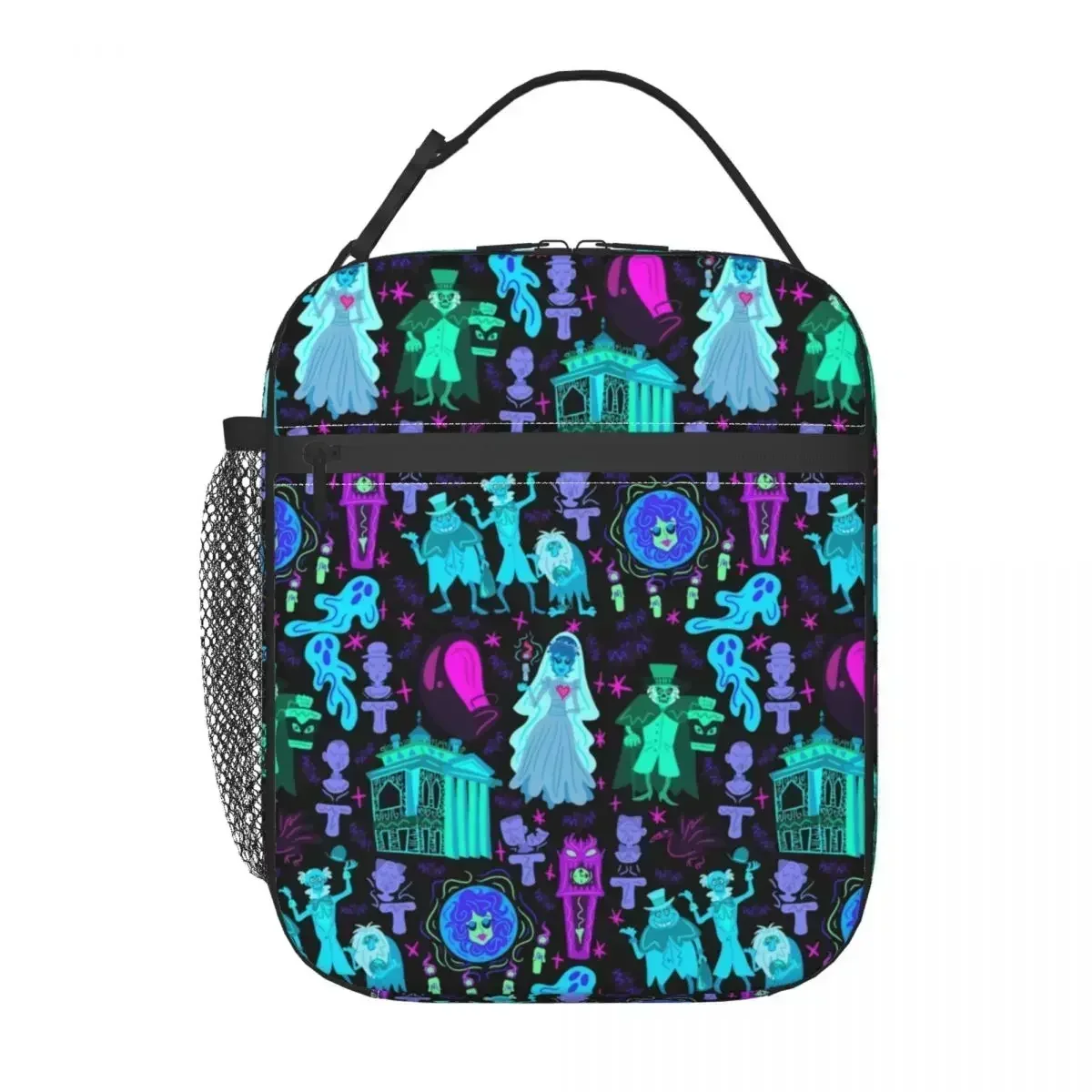 Haunted Mansion Insulated Lunch Bags for Women Halloween Grimace Portable Cooler Thermal Food Lunch Box School