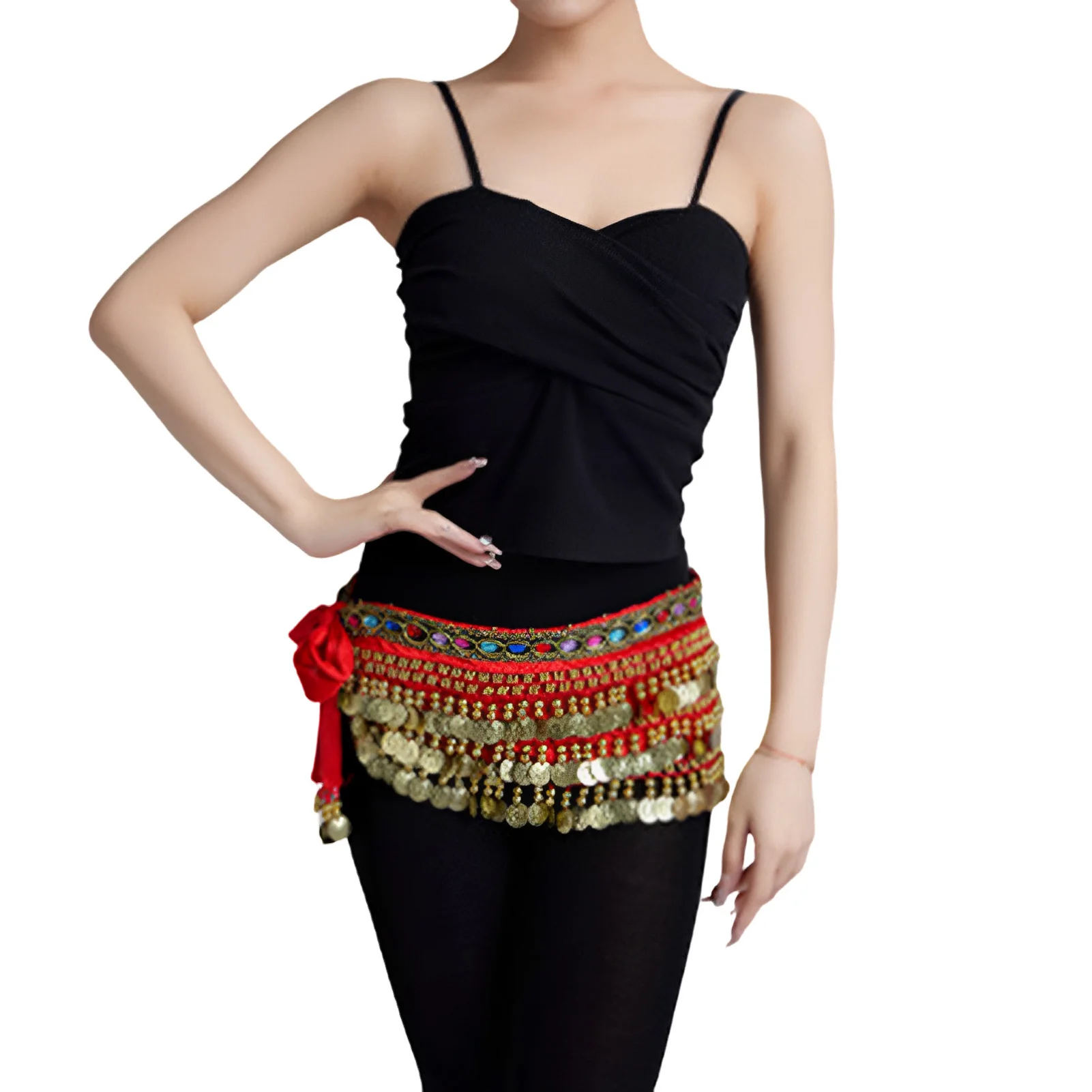 

Hip Scarf Waist Chain Dance Hip Scarf Belt with Dangling Coin Suitable for Women Girls