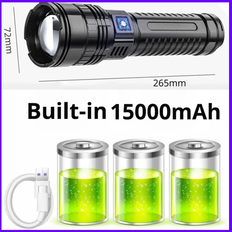 15000mah-超高輝度led懐中電灯-超長時間点灯-緊急スポットライト-充電式トーチ-キャンプ-ハイキング-停電時用