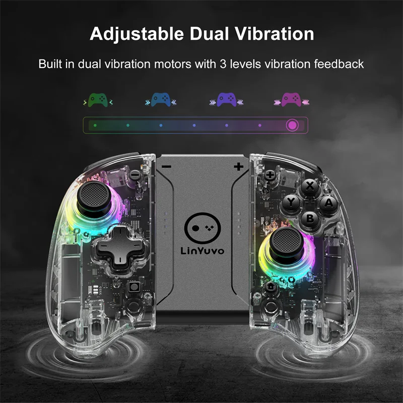 LinYuvo-KSino B Joypad, Réveil automatique avec Bluetooth, Atomentaires oriel, Six axes, Compatible pour Nintendo Switch, Switch OLED Joypad