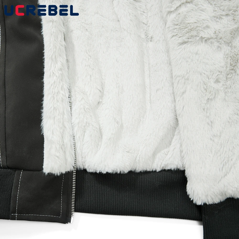 Pánská zimní bunda z umělé kůže se splývavými rameny, tlustá retro zoufalá bunda s dlouhým rukávem a prošívanou bundou - náhled 5