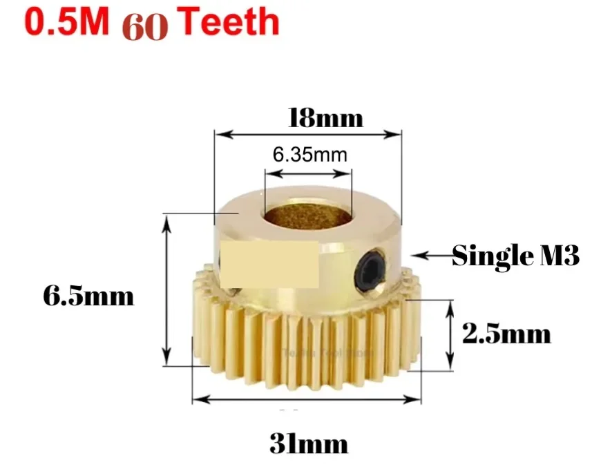 customised 0.5mod gears 10pcs or 20pcs 50 teeth or 60teeth 0.5 Modulus step gear in Brass