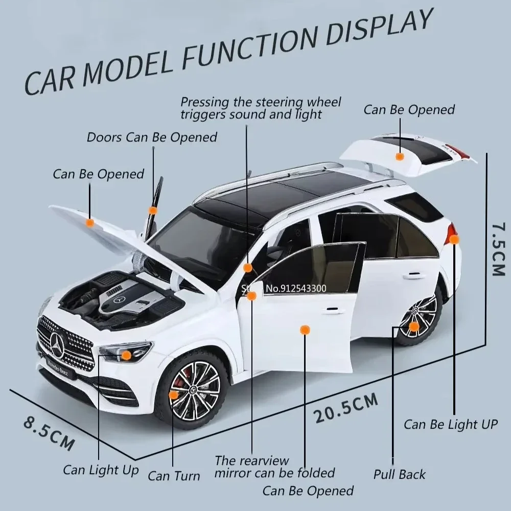 1:24 Scale E-Class E300L GLE350 Car Model Toy Diecast Metal Sound Light Pull Back Vehicles Models Collection Kids Boys Gifts