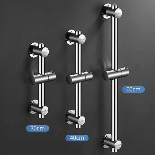 Imagen 1 del producto Barra deslizante de baño montada en la pared de acero inoxidable, extensión ajustable, cabezal de ducha, soporte deslizante de elevación, accesorios de baño