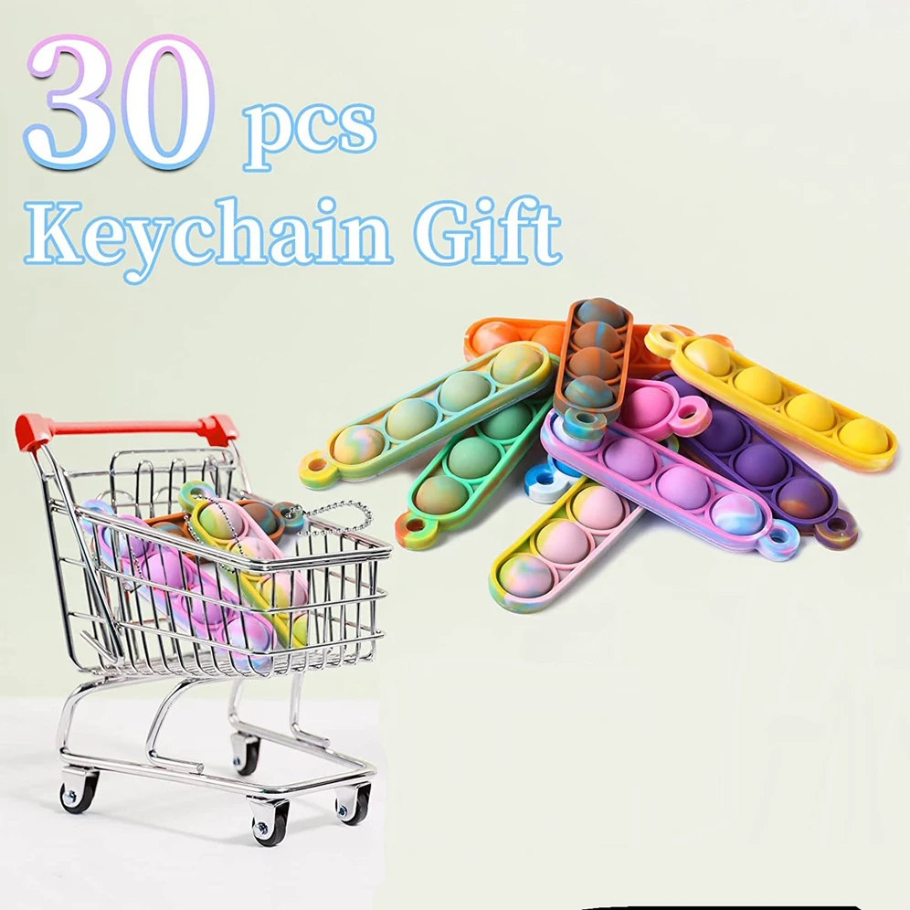 30 Stück Mini Pop Schlüsselanhänger Zappelspielzeug Push Pop Bulk Schlüsselanhänger Partygeschenke für Kinder Pop Bubble Toys Pack Jungen Mädchen Erwachsene – Detail 10
