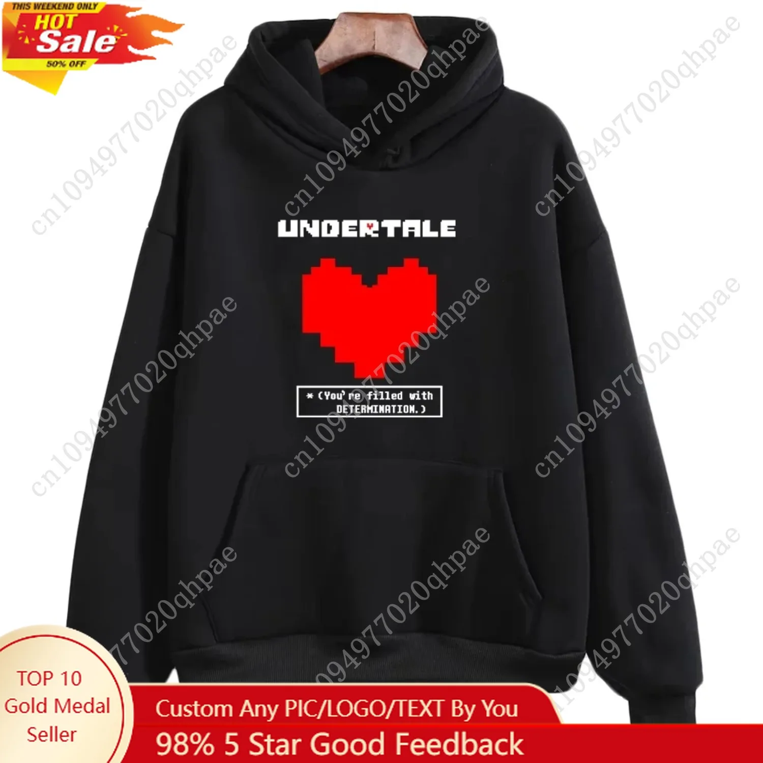 

2025 Undertale Game You're Filled With Determination Hoodies Women Casual Long Sleeve Sweatshirt For Winter_autumn Hooded Hoodie