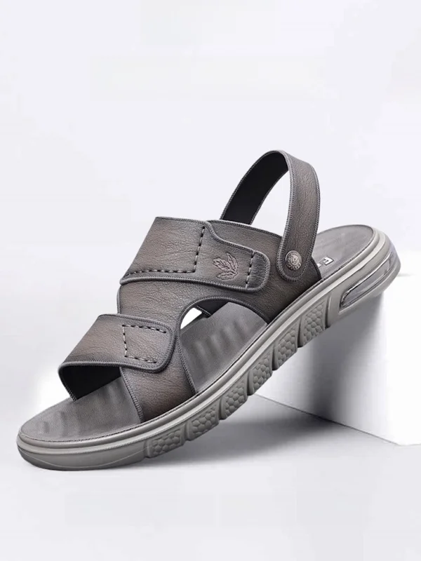 

Мягкие повседневные мужские уличные пляжные сандалии-шлепанцы из натуральной кожи с двойным верхним слоем, дышащие, прохладные