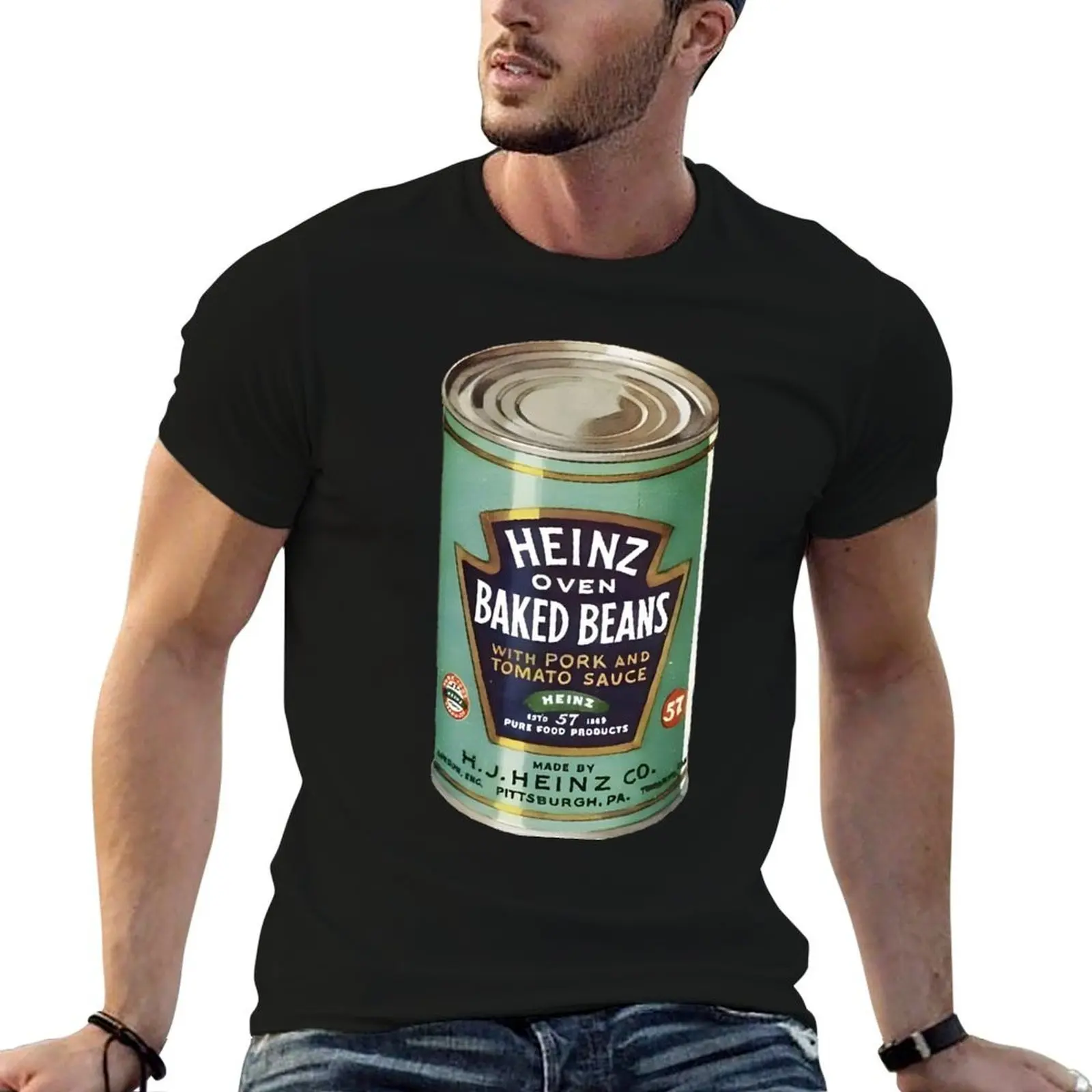 Camiseta Vintage personalizada para hombre, camisetas Heinz g, camisetas para horno, camiseta gráfica de frijoles horneados