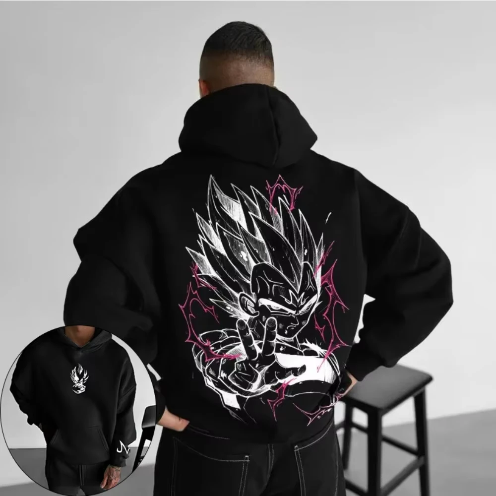 سترة بغطاء للرأس للرجال من Dragon Ball تتحول إلى Vegeta Anime للخريف/الشتاء بأكمام طويلة ملابس الوالدين والطفل عالية الجودة