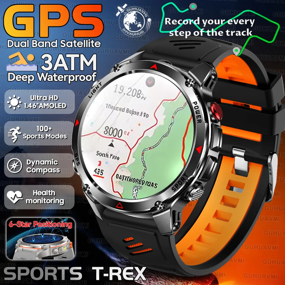 

2025 New Outdoors Military GPS Smart Watch Men Built-in GPS Compass Altimeter Waterproof Cycling Run Sports Tracker Smartwatches