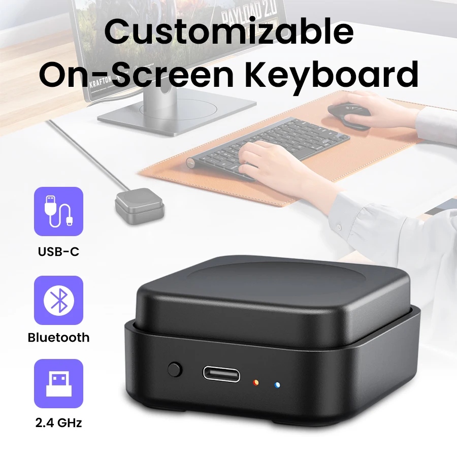 Universelle Tri-Mode Büro- und Gaming-Tastatur mit Anpassbaren Schnelltasten und Lautstärkeregelung, Kompatibel mit Windows und Mac