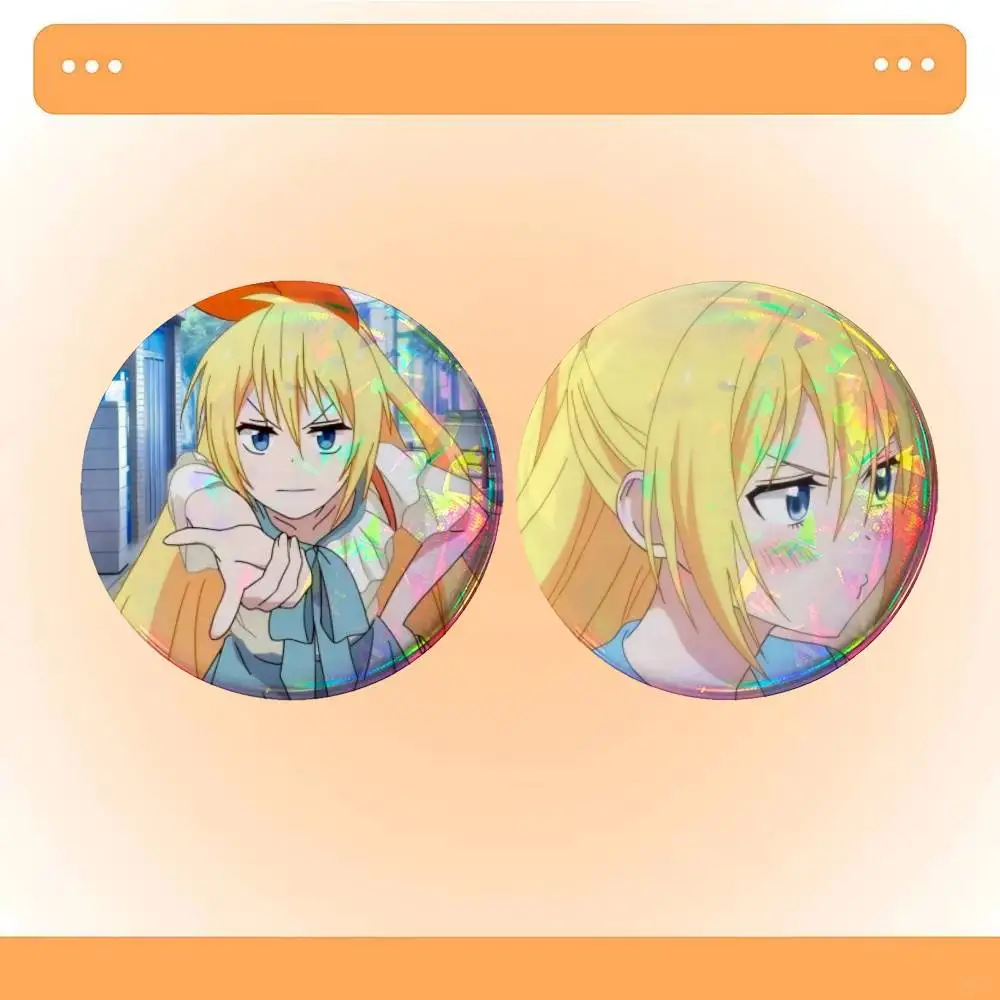 Nisekoi Chitoge Kirisaki Anime  Badges 25 32 44 58 75 mm Round Cosplay Pin Bag Decor Fans Collect Friends Gifts Brooch Souvenir
