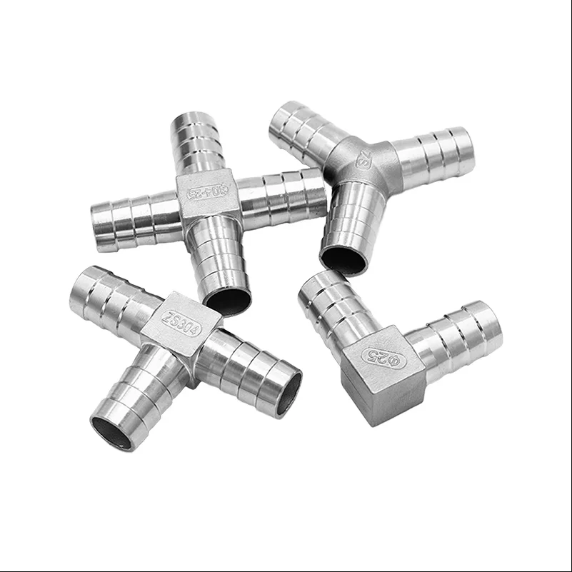 6/8/10/12/13/14/15/16/20/25mm T-shaped Y-shaped L-shaped Cross Barb Hose Joint Separator 304 Stainless Steel Water Gas Fuel