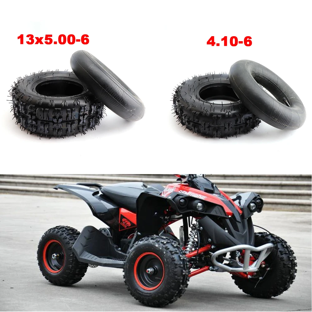 

Передние шины 4.10-6, задние 13x5.00-6, внутренние и внешние покрышки, 6-дюймовые шины для квадроциклов, картов, мини-квадов 47cc 49cc, шины для снегоходов
