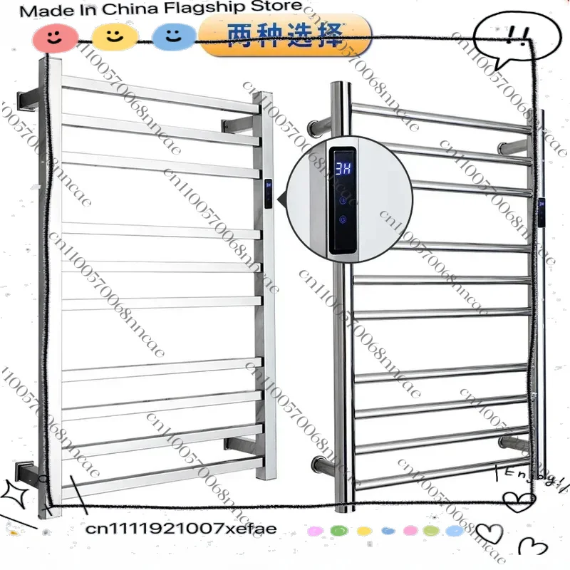 Wall Mounted 304 Stainless Steel Towel Warmer, Luxury Square Tube Heated Towel Rail for Modern Bathroom